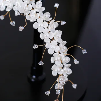 Subtilus lapų, gėlių ekrano užsklandą Pearl Nuotakos plaukų dėvėti vestuvių Plaukų Aksesuarai