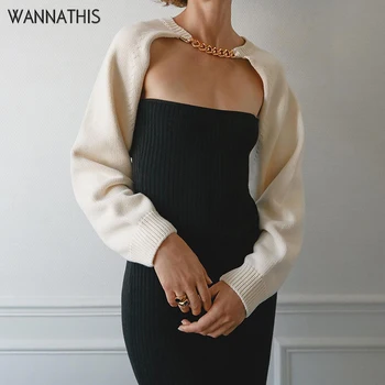WannaThis susagstomi megztiniai Megzti Megztinis Moterims ilgomis Rankovėmis Metalo Grandinės Tuščiaviduriai iš Viršaus Rudenį Atsitiktinis Seksualus Streetwear Moterų Megztinis