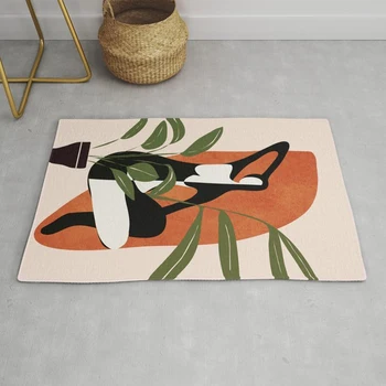 Šiaurės abstrakčiai spausdinimo grindų kilimėliai sutirštės flanelė grindų kilimas virtuvės, vonios, miegamojo durų absorbentas neslidus kilimėlis dekoro kilimai