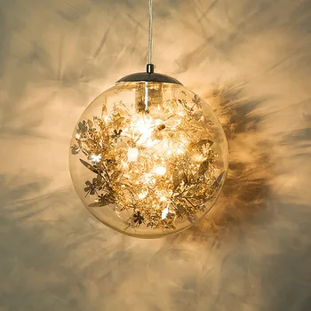 Šiaurės Stiklo Kamuolys Gėlių Pakabukas Šviesos diodų (LED) Šiuolaikinės Kabo Lempa svetainė, Miegamasis, Virtuvė, Restoranas, Parduotuvė Puošmena