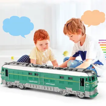 1:87 Imituojamas Lydinio Traukinio Lokomotyvo Modelis, Traukti Atgal, Transporto Priemonės Žaislas Garso Žibintai