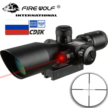 2.5-10X40 Riflescope Apšviestas Taktinis Riflescope su Raudona Lazerio taikymo Sritis Medžioklės taikymo Sritis