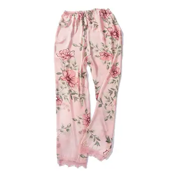 2019 Moterų Lady Šilko Satino Pižama Kelnės Pyjama Sleepwear Loungewear Homewear Miego Likučius