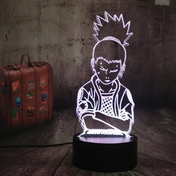 Anime Pav Nara Shikamaru Kietas Naruto 3D LED Iliuzija Naktį Šviesos Spalva Keičiasi USB Baterija Lentelė 3d Lempos Kalėdos lempa Vaikams