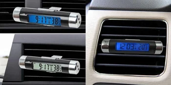 Aukštos Kokybės 2 in 1 LED Automatinis Laikrodis Automobilio Termometras Šviesos Lizdo Skaidrus Skaitmeninis Automobilių Laikrodis SAL99