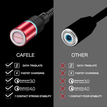 Cafele 5A Super greitai įkrauti QC4.0 Magnetinio Kabelis USB C Įkrovimo C Tipo Kabelis Huawei 30 P20 P10 Mate 20 Pro Lite Įkroviklis