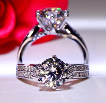 Didmeninė Originalus 925 Sidabro Vestuviniai Žiedai Moterims Gamtos 3 Karatų Zirconia Žiedus su deimantais Sužadėtuvių Dovana, Papuošalai