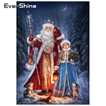 EverShine 5D Diamond Tapybos Kryželiu Santa Claus Nuotraukas Strazdų Diamond Siuvinėjimo Kalėdų Dekoracijos namams