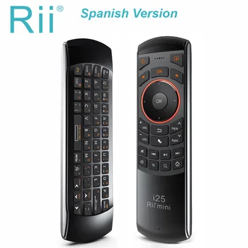 Originalus Rii mini i25 2.4 GHz ispanijos Klaviatūros Oro Pelės Nuotolinio Valdymo infraraudonųjų SPINDULIŲ Extender Mokymosi Smart TV 