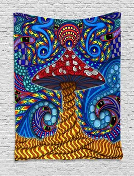 Simsant Trippy Grybai Gobelenas Spalvinga Abstraktusis Menas, Sienų Kabo Gobelenai, skirtą Kambarį Namuose Bendrabučio Dekoras Reklama