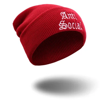 Stabdžių Socialinės Laišką Siuvinėjimo Žiemą Šiltas Beanies Vyrų ir Moterų Hip-hop Megzti Skrybėlę Slidinėjimo kepurė