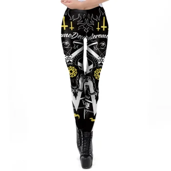 [Tu Mano Paslaptis] Moterų Antblauzdžiai Ouija Baphomet Spausdinti Leggins Šėtonas Tamsiai Juodos Kelnės Fitneso Streetwear Slim Legins