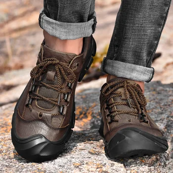 2020 Naujas Mens Vaikščiojimo Batai, Natūralios Odos Originali Batų Nėrinių Vyrų Odos Avalynė Patogi Lauko Butai Sportbačiai