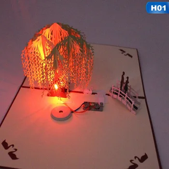 3D Popieriaus Pjovimo LED Kalėdų Sveikinimo Kortelė Rankų darbo Pop-Up Atvirukas Dovanos Gimtadienio Žėrintis Kalėdų Muzikos atvirukas