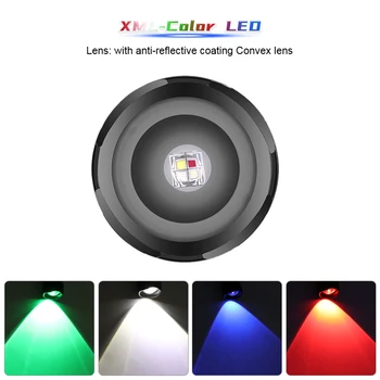 4in1 Taktinis Zoomable LED Žibintuvėlis Raudona/Žalia/Mėlyna/Balta šviesos Fakelas, Lauko Medžioklės, Žvejybos, Šviesos, atsparus Vandeniui USB Įkrovimo