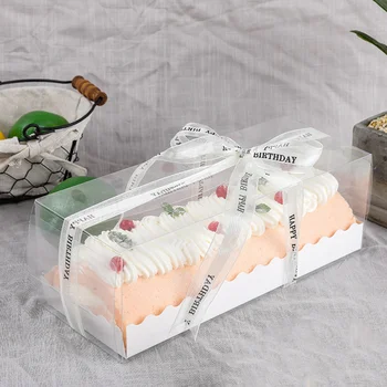 5VNT Šveicarijos Roll Pakavimo Dėžės Stačiakampį Kepimo Pyragas Dėžės, Aišku, Ilgai Desertas Dėžės Duonos