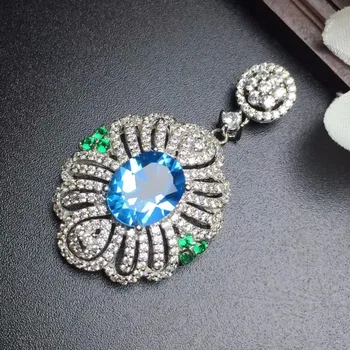 Fine Jewelry Nekilnojamojo 925 Steling Sidabro s925 Natūralus Topazas Brangakmenio Moterų Pakabukas Karoliai Kalėdų Dovana