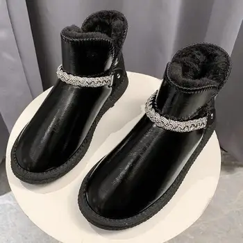 Gamtos Batai Batai Moterims Trumpas Sniego Batai Neperšlampami Odiniais Šiltas Butas Žieminiai Batai Kristalų Zapatos De Mujer