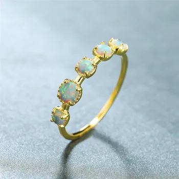 Minimalistinio Moterų Opalas Akmuo Mažas Žiedas Žavesio Aukso Spalvos Plonas Derliaus Vestuvinis Žiedas Ir Vestuvių Turas Sužadėtuvių Žiedai Moterims