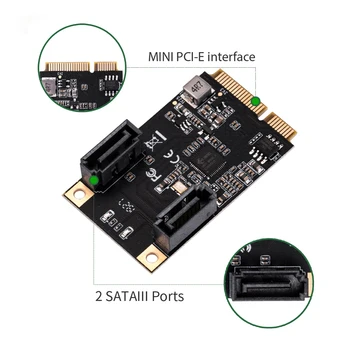MiniPCIE MPCI E 3.0 prie SATA 3.0 SSD Adapterio plokštę Pridėti 2 SATA 3 uostą Visu Dydžiu Mini PCI-e Lizdas su sata kabelis