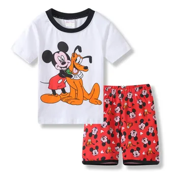 Nauji Vaikai, Berniukas ir Mergaitė, Drabužiai Kūdikiams Princesė Pižama Vasaros trumpomis Rankovėmis Rinkiniai Animacinių filmų Automobiliai Mickey Minnie Mouse Vaikų Sleepwear
