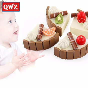 QWZ Mediniai Kūdikių Virtuvės Žaislai Apsimesti Žaisti Pjovimo Tortas Žaisti Maisto Vaikams, Žaislai, Mediniai Vaisiai Virimo Žaislas Montessori Intelektinės Žaislas