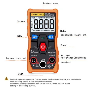 Skaitmeninis Multimetras DC AC Voltmeter Srovės Testeris, Matuoklis su Diodų Tęstinumo Testas Automatinė Daugiafunkcinis Anti-Burn BV