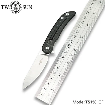 TWOSUN Mini M390 peilis sulankstomas peilis Kišenėje Peilis taktinis medžioklės peilis Lauko kempingas įrankių EDC Titano Anglies Pluošto TS158
