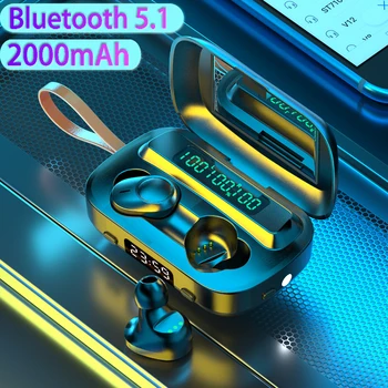 TWS Bluetooth 5.1 Ausinės Belaidės Ausinės, 2000mAh Baterija 9D Stereo Sporto Vandeniui Ausinių Ausinės Su Mikrofonu