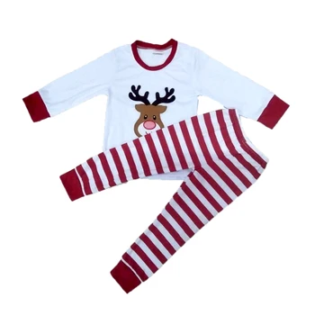 Vaikai kalėdų przybornik su šiaurės elnių siuvinėjimo vaikams ilgomis rankovėmis pižama mergaitei ir berniukui aukštos kokybės žiemos apranga