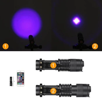ZHIYU LED UV Žibintuvėlis Zoomable Ultra Violet Mini Augintinio Šlapimo Dėmes Detektorius Skorpionas 395 365nm Ultravioletinių spindulių Žibintuvėlis Šviesos 3 Režimai